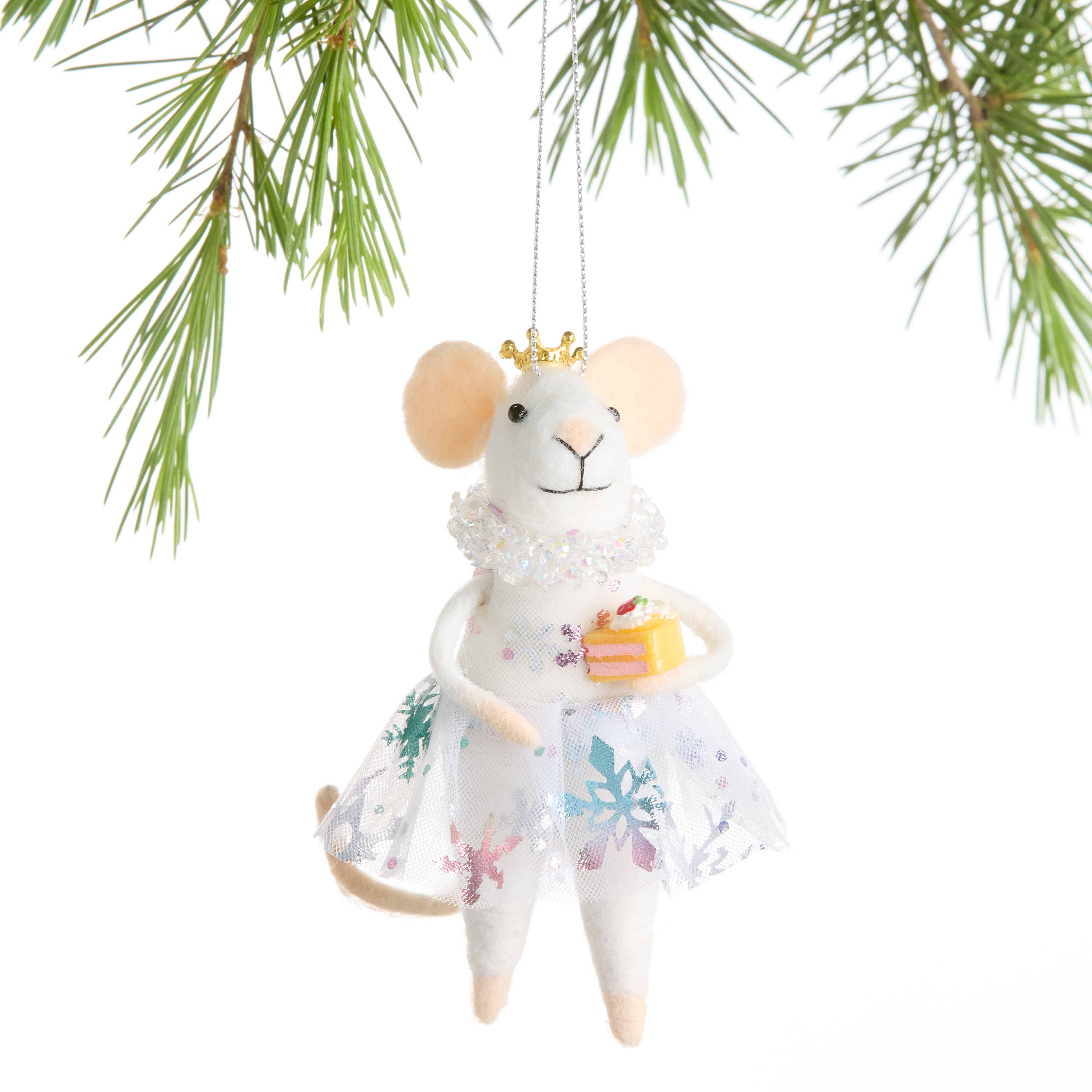 Wool Mouse Queen with Cake Ornament | World Market