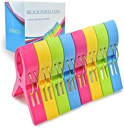 Beach Towel Clips Chair Clips Towel Holder,Plastic Clothes Pegs Hanging Clip Clamps (Pack of 8) | Amazon (US)