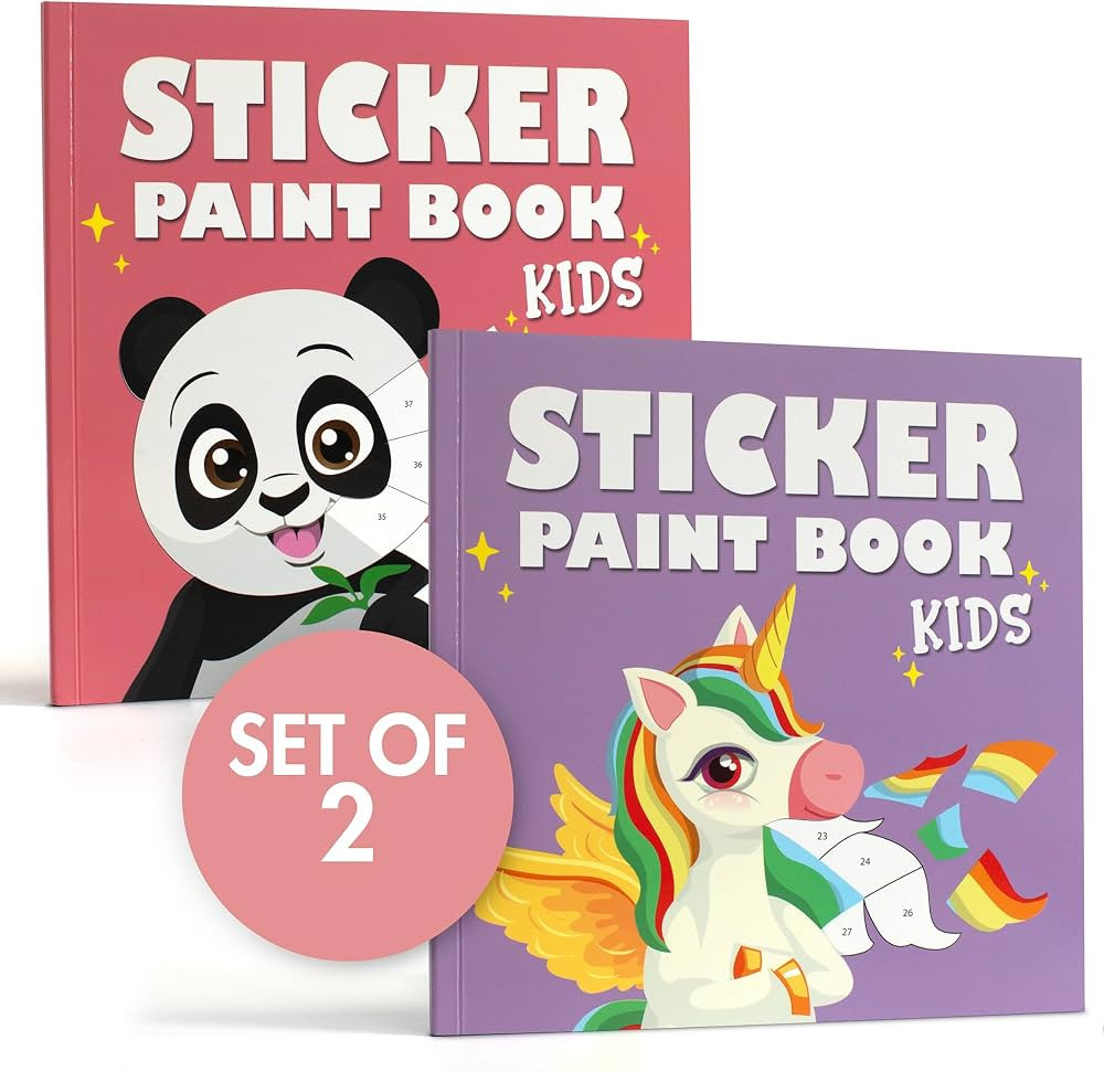 Fun Paint with Sticker Books for Kids Set of 2 - Entertaining Sticker Activity with Vibrant Theme... | Amazon (US)