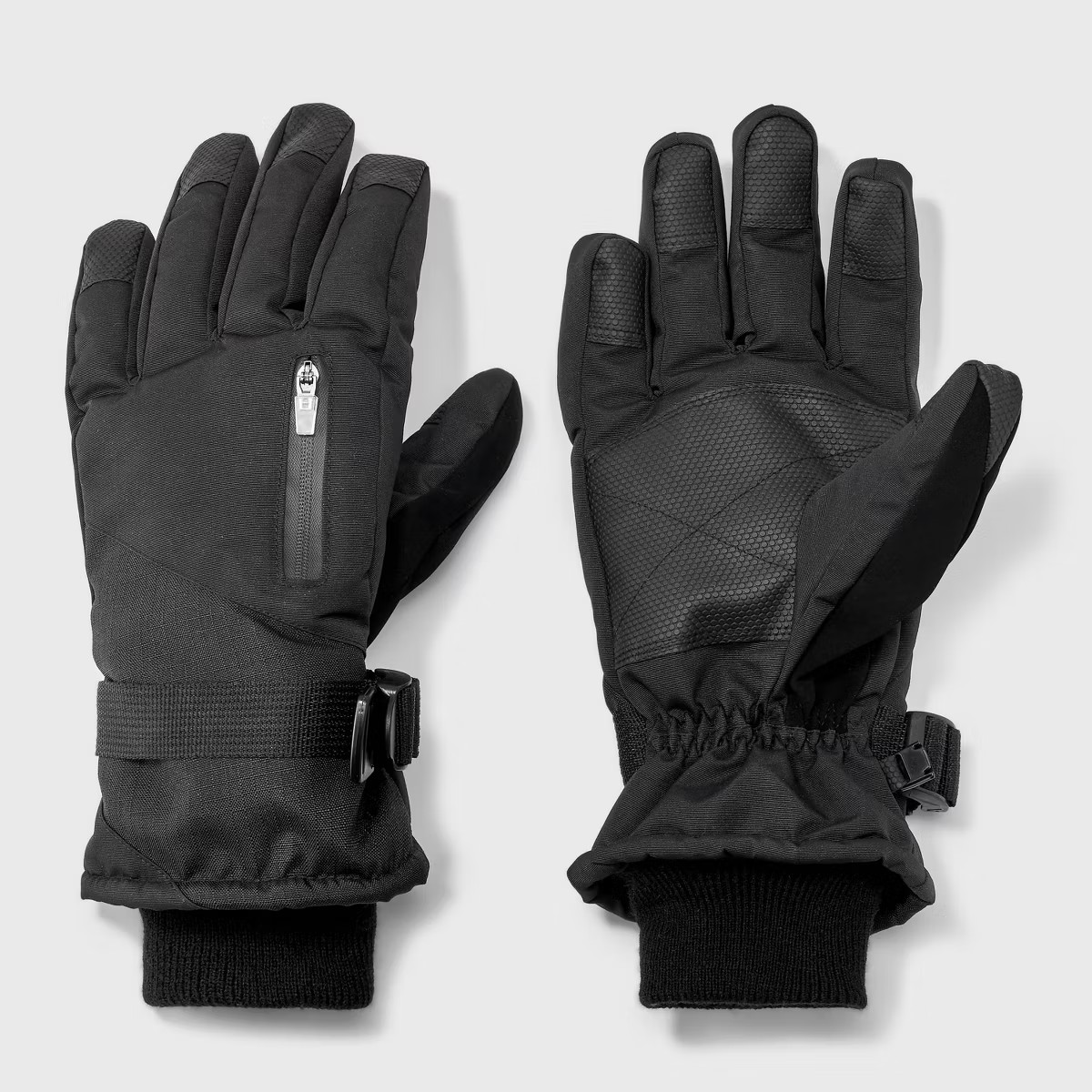 Men's Zip Pocket Repstop Ski Gloves - Goodfellow & Co™ Black | Target
