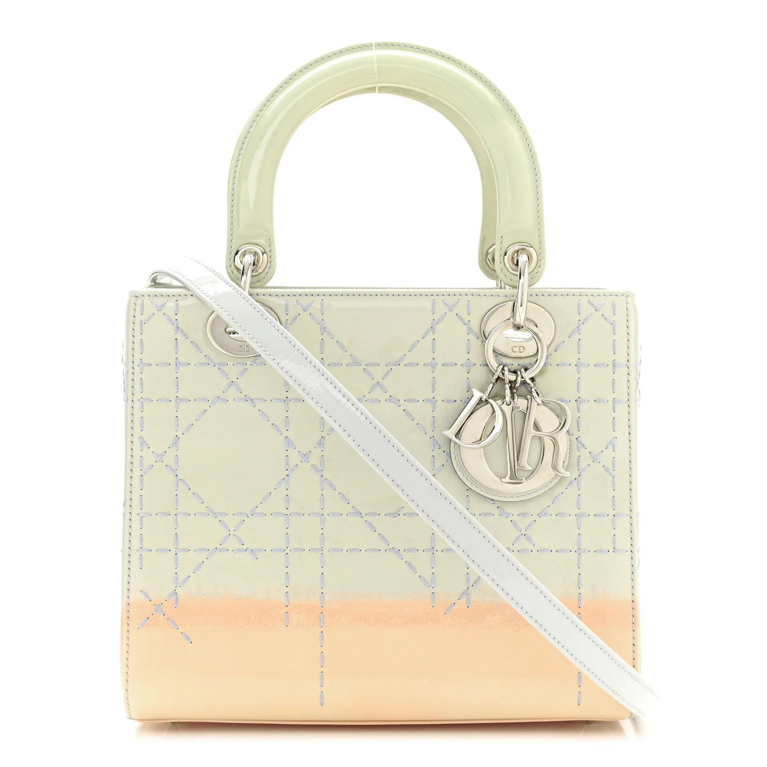 Patent Cannage Gradient Medium Lady Dior Blue Coral | FASHIONPHILE (US)