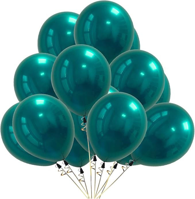 VUMSUM 50 Pcs Chrome Teal Balloons, 10 Inch Double-Layered Latex Balloons for Parties Decoration,... | Amazon (US)