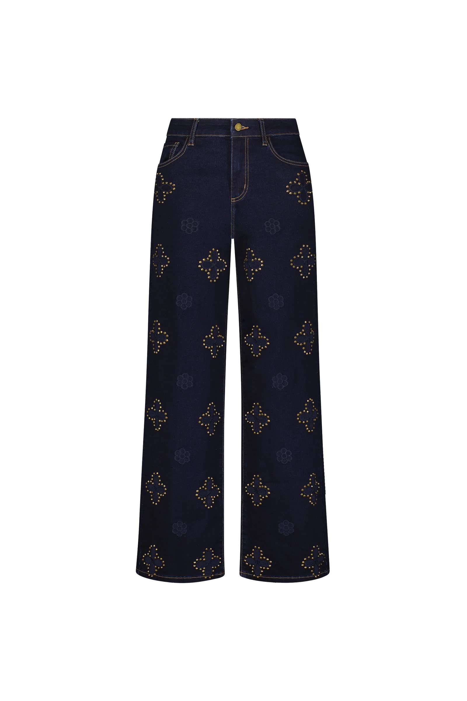 Kaia Studded High Rise Jean - Indigo | The Noli Shop