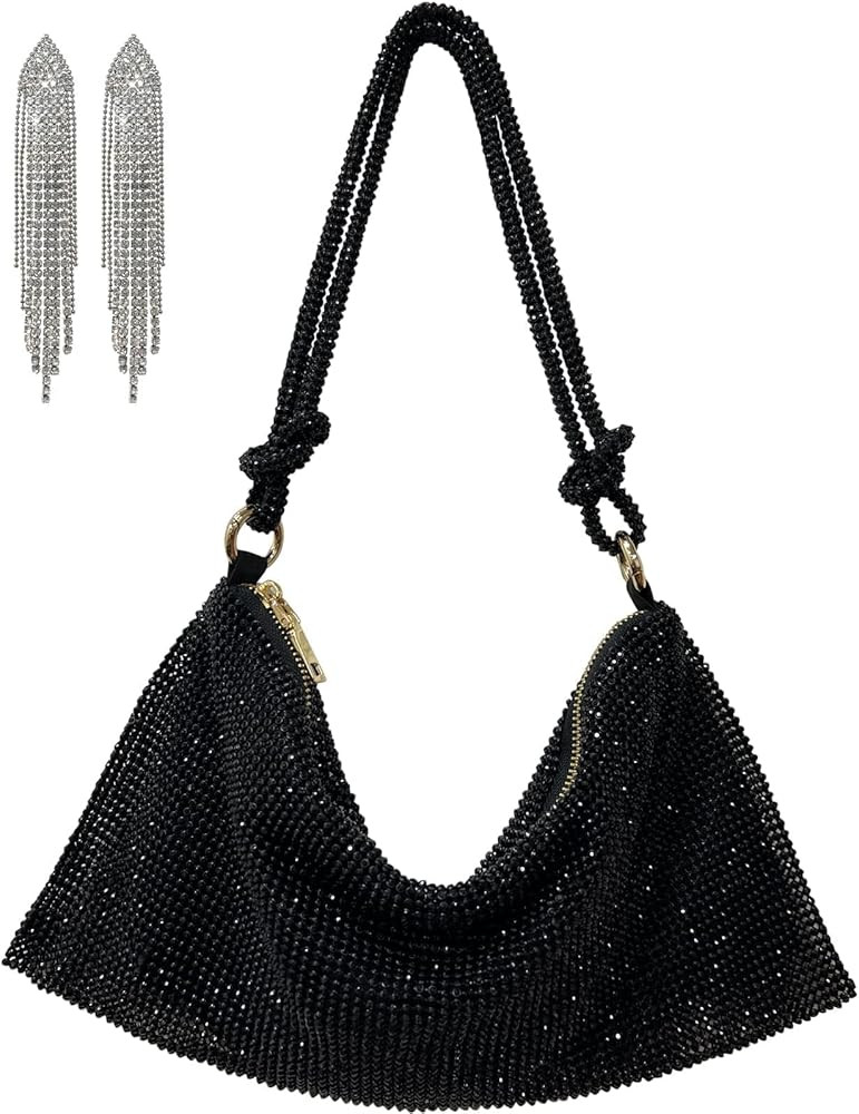 Rumdin Rhinestone Purse Top Handle Mesh Bag Crossbody bag Purse Clutch Purses for Women Gift | Amazon (US)