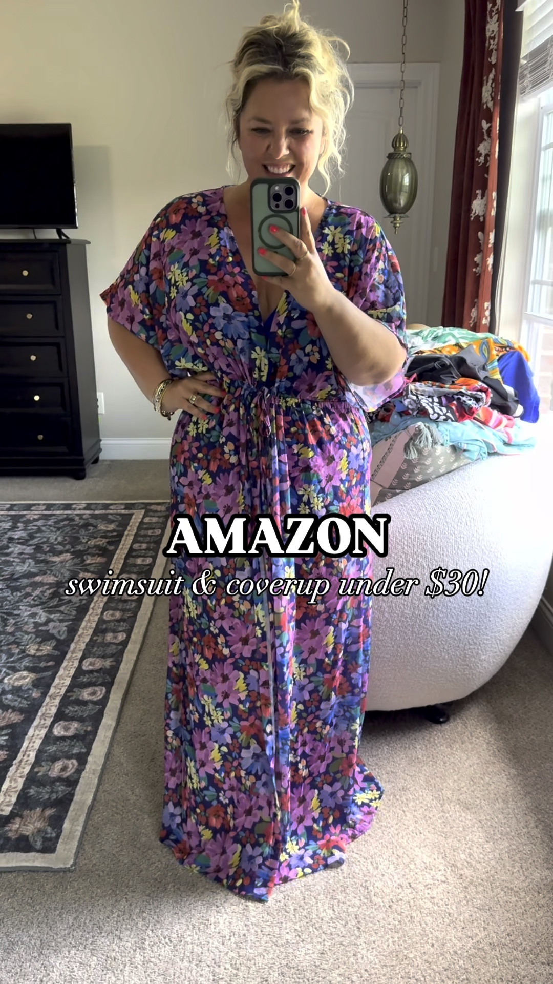 This floral kimono swim cover up is so darling over this bold blue one piece! It has great support up top for a larger chest & full coverage on the back side! I’m in a L cover up & XL bathing suit. 

#LTKSummerEdit #LTKFindsUnder50 #LTKSwim