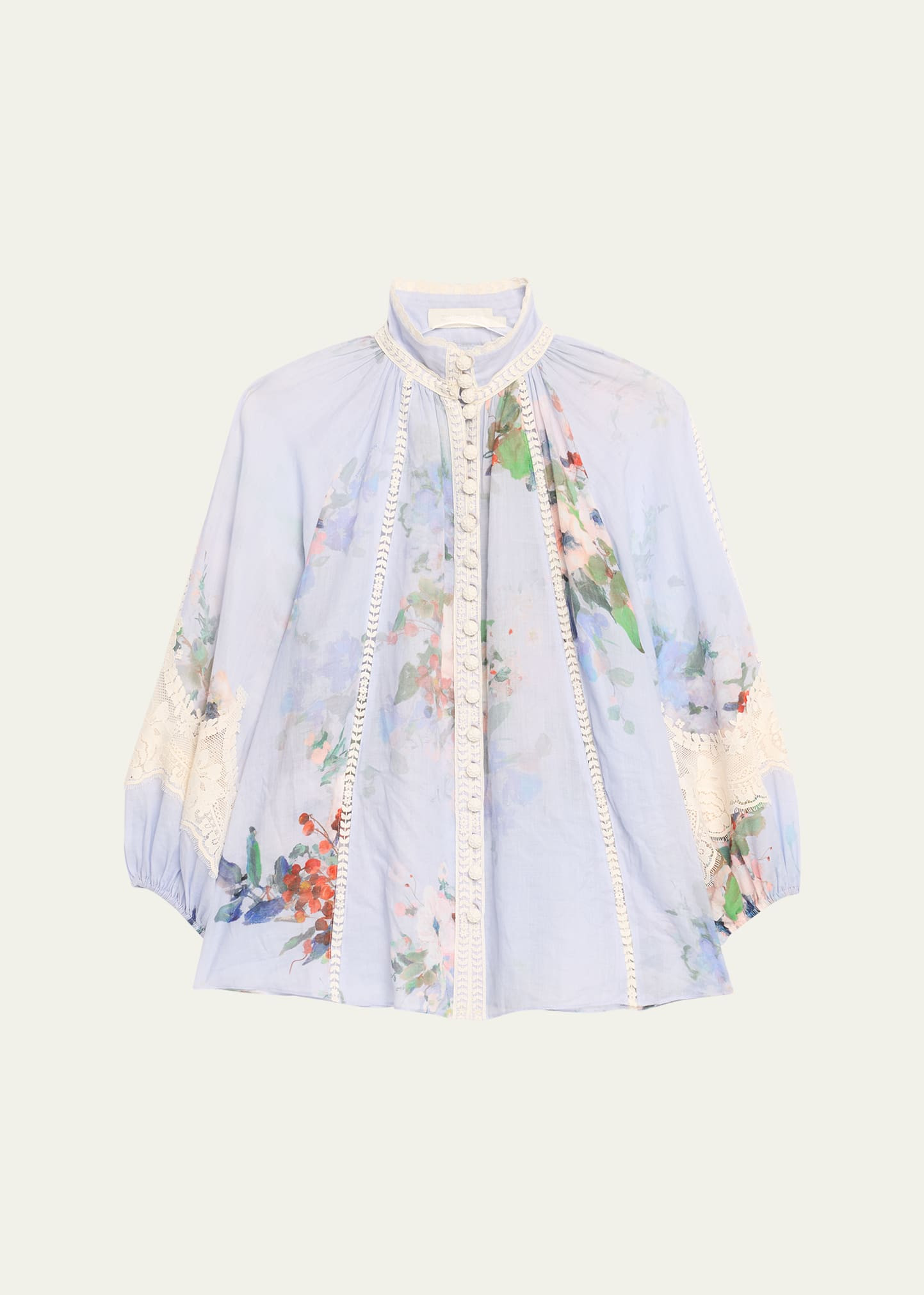 Zimmermann Everley Floral Lace Trim Blouse | Bergdorf Goodman