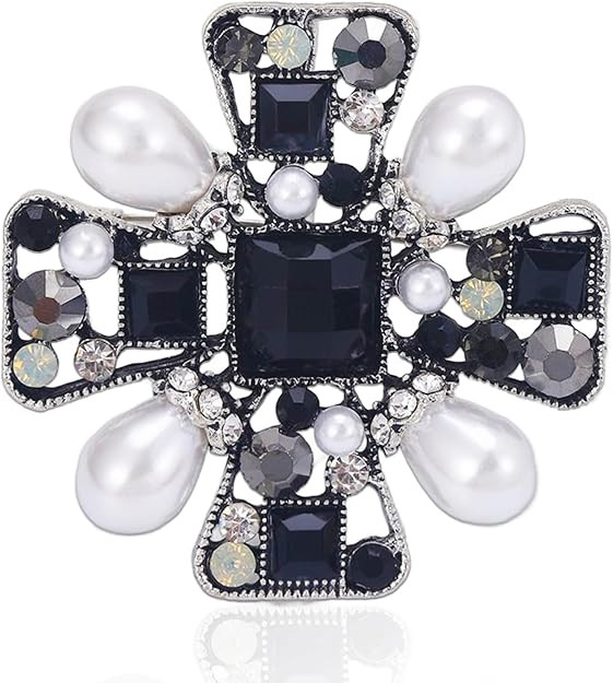 Vintage Pearl Brooch Pin for Women Girls Baroque Retro Gold Cross Brooch Accessories Elegant Aust... | Amazon (US)