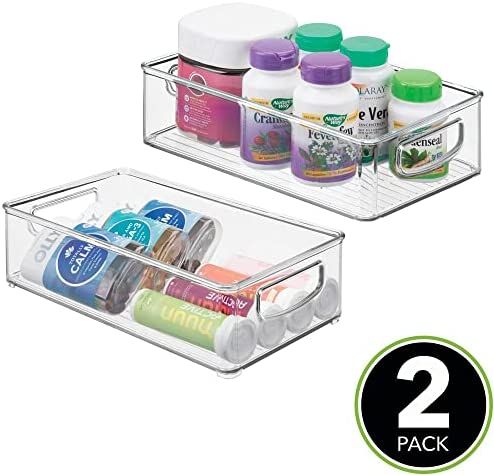 mDesign Small Plastic Bathroom Storage Container Bins with Handles for Organization in Closet, Cabin | Amazon (US)