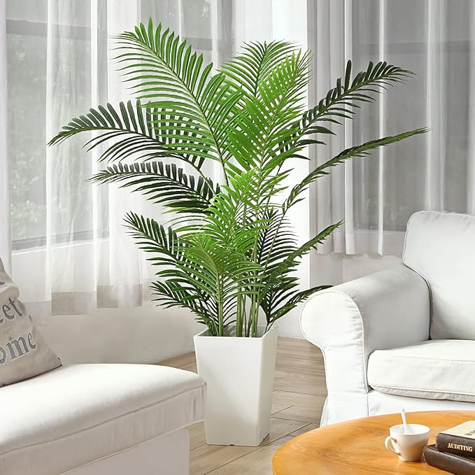 Fopamtri Artificial Areca Palm Plant 5 Feet Fake Palm Tree with 17 Trunks Faux Tree for Indoor Ou... | Amazon (US)
