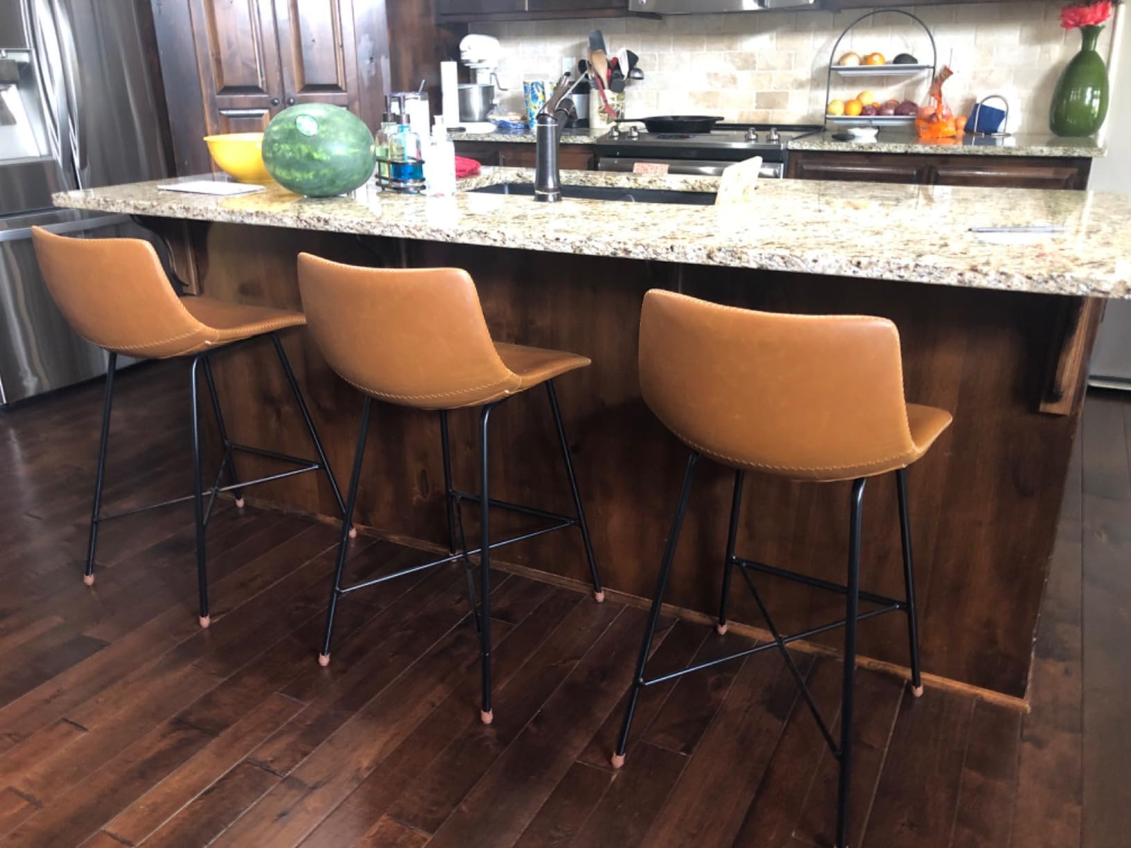 Poly and Bark Counter Stool 24 inches - Counter Height Bar Stools Set of 3 - Sturdy Kitchen Stools w | Amazon (US)