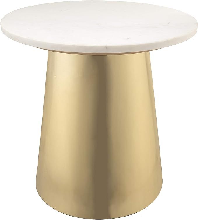 TOV Furniture Bleeker Modern Marble Side Table, 20", Gold, White | Amazon (US)