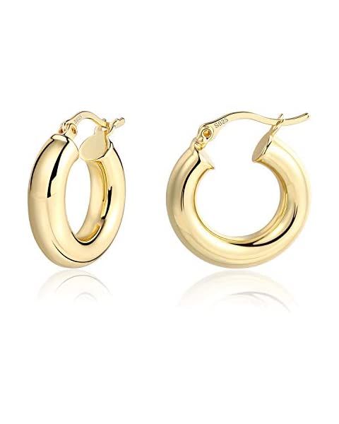 Amazon.com: Gacimy Chunky Gold Hoop Earrings for Women 14k Real Gold Plated, 925 Sterling Silver ... | Amazon (US)