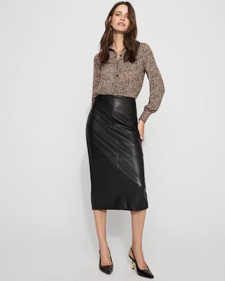 Women's Petite Faux Leather Pencil Skirt in Black size 2 | White House Black Market | White House Black Market