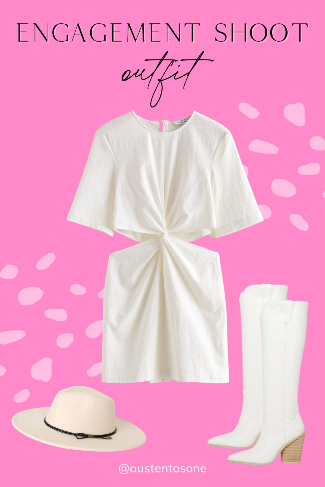 A modern western take on a bridal outfit! This cute dress from & Other Stories has a cutout and if you pair it with white cowboy boots and a wide brim hat you’ll have a chic engagement shoot look!

#LTKwedding #LTKunder100