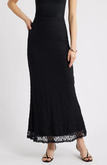 Open Edit Sheer Lace Maxi Skirt in Black at Nordstrom Rack, Size Xx-Small | Nordstrom Rack