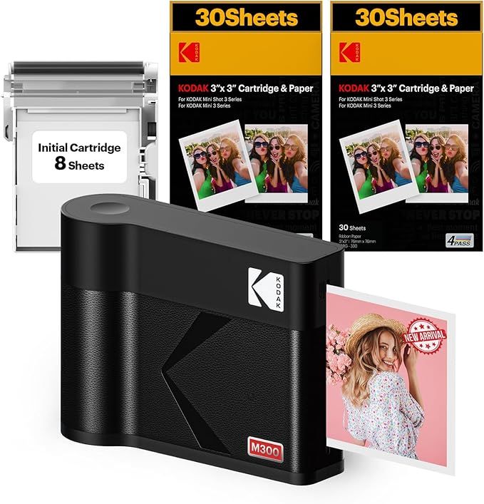 KODAK Mini 3 ERA 4PASS Portable Photo Printer (Black, Mini 3 ERA, Printer + 68 Sheets) | Amazon (US)