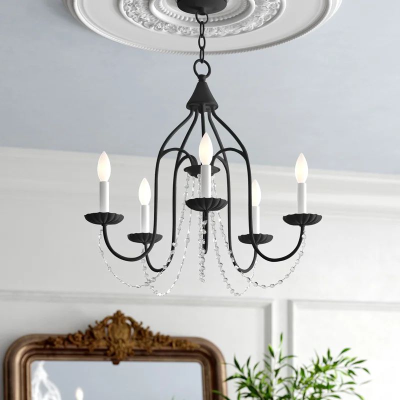Andrews 5 - Light Candle Style Classic / Traditional Chandelier with Crystal Accents | Wayfair North America