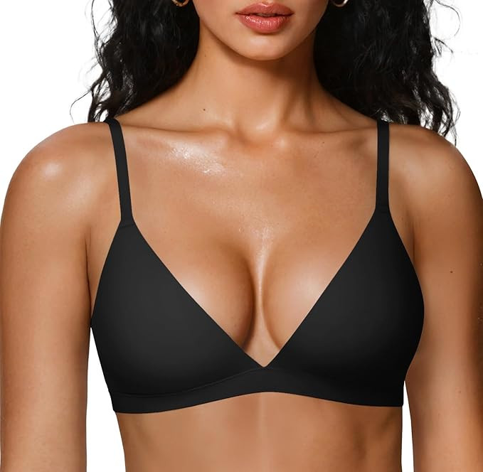 OEAK Womens Comfortable Triangle Bras No Underwire Sexy Plunge Unlined Bralette Pull On Bra Seaml... | Amazon (US)