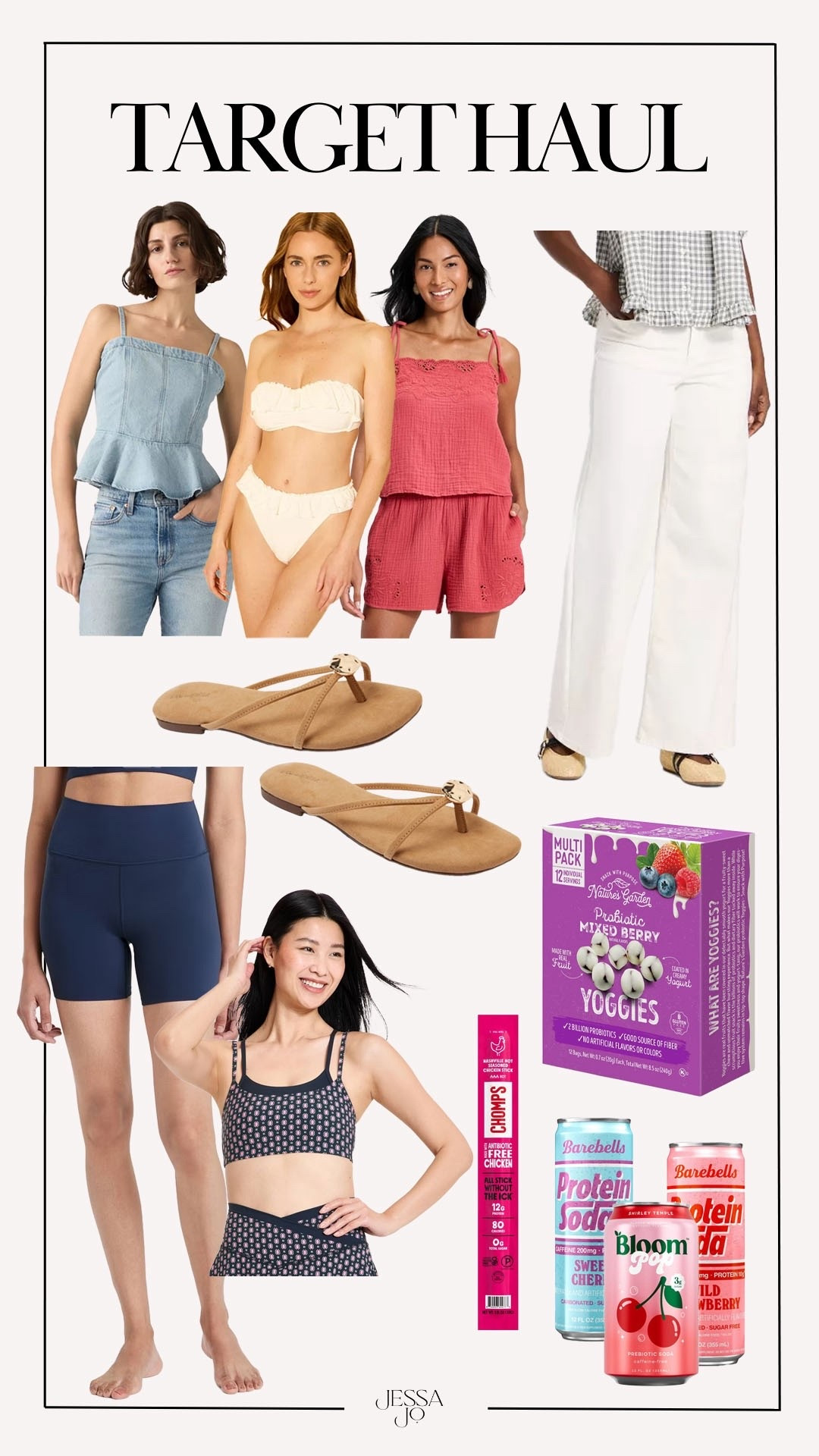 My recent Target haul. Target finds. Target new arrivals. Target essentials. Target re stocks. Target designer inspired spring sandals. Target activewear. Target white jeans. Target bikini. Target swim. Target denim peplum top. Target gauze matching summer set  

#LTKActive #LTKootd #LTKSeasonal