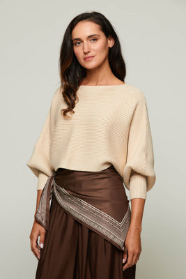 Moeva Cropped Ribbed Sweater - Natural | Benaar La
