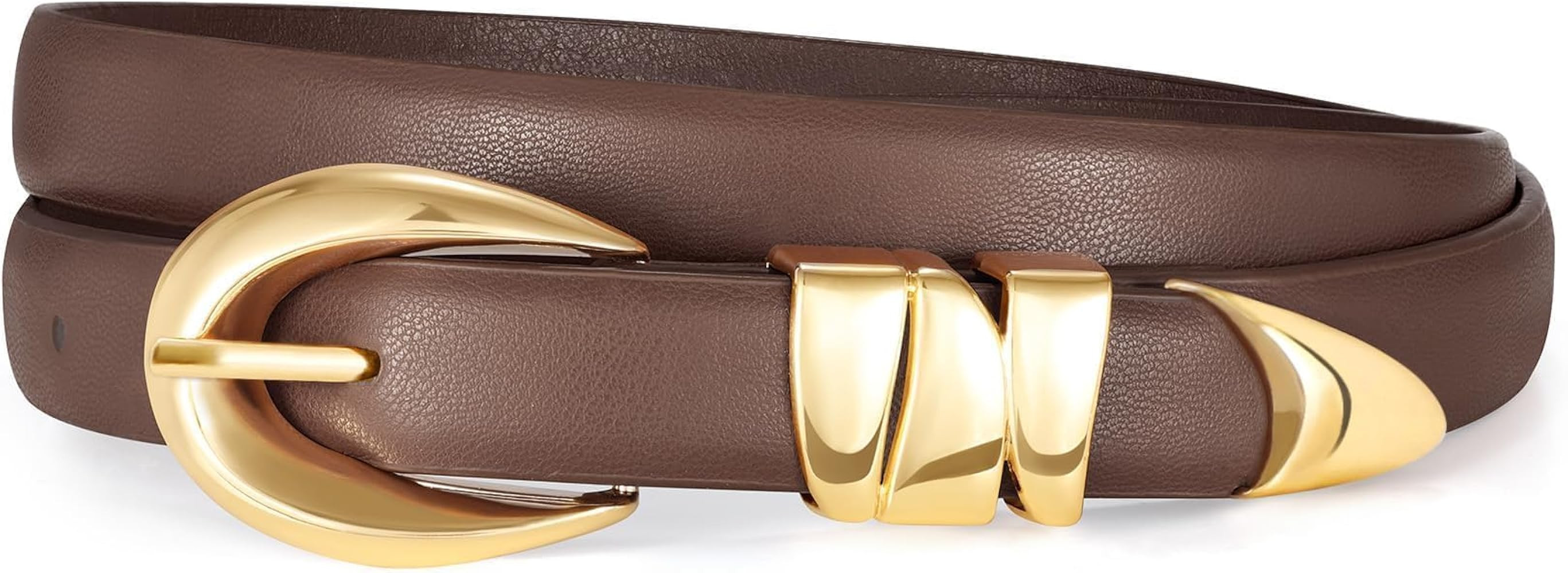 WHIPPY Women Skinny Leather Belt for Jeans Pants Dresses Ladies Fashion Waist Belt with Shiny Gol... | Amazon (CA)