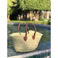 Straw Market Basket Bag , French Basket , French Bag Handmade Straw Moroccan Basket, Bag, Market Bas | Etsy (US)
