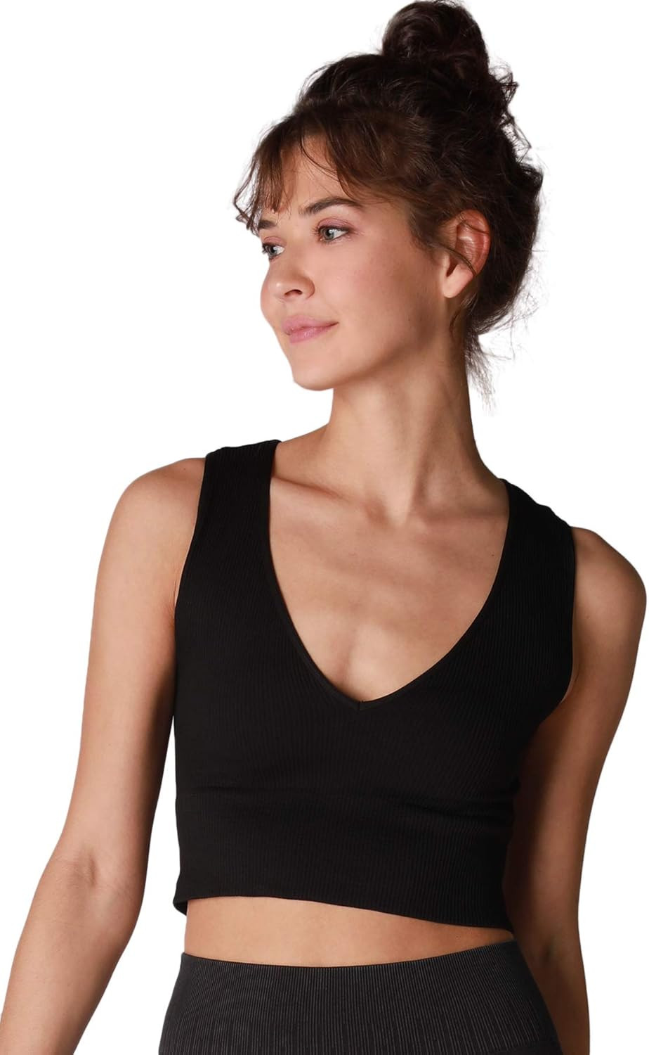 NIKIBIKI Women Seamless Plunge V-Neck Ribbed Crop Top, Made in U.S.A, One Size | Amazon (US)