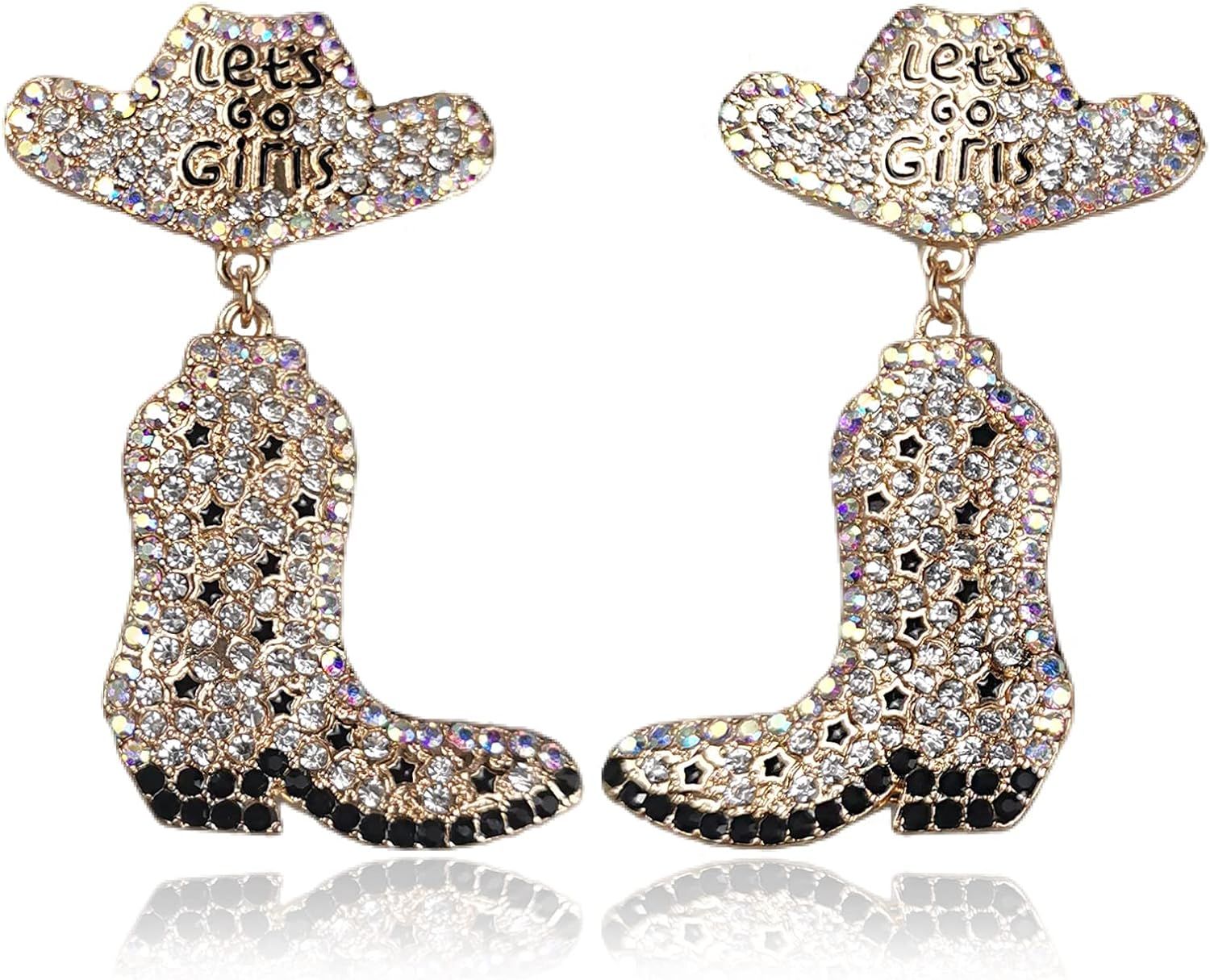 Western Earrings, Bachelorette Party Decorations, Disco Silver Earrings, Rhinestone Turquoise Jew... | Amazon (US)