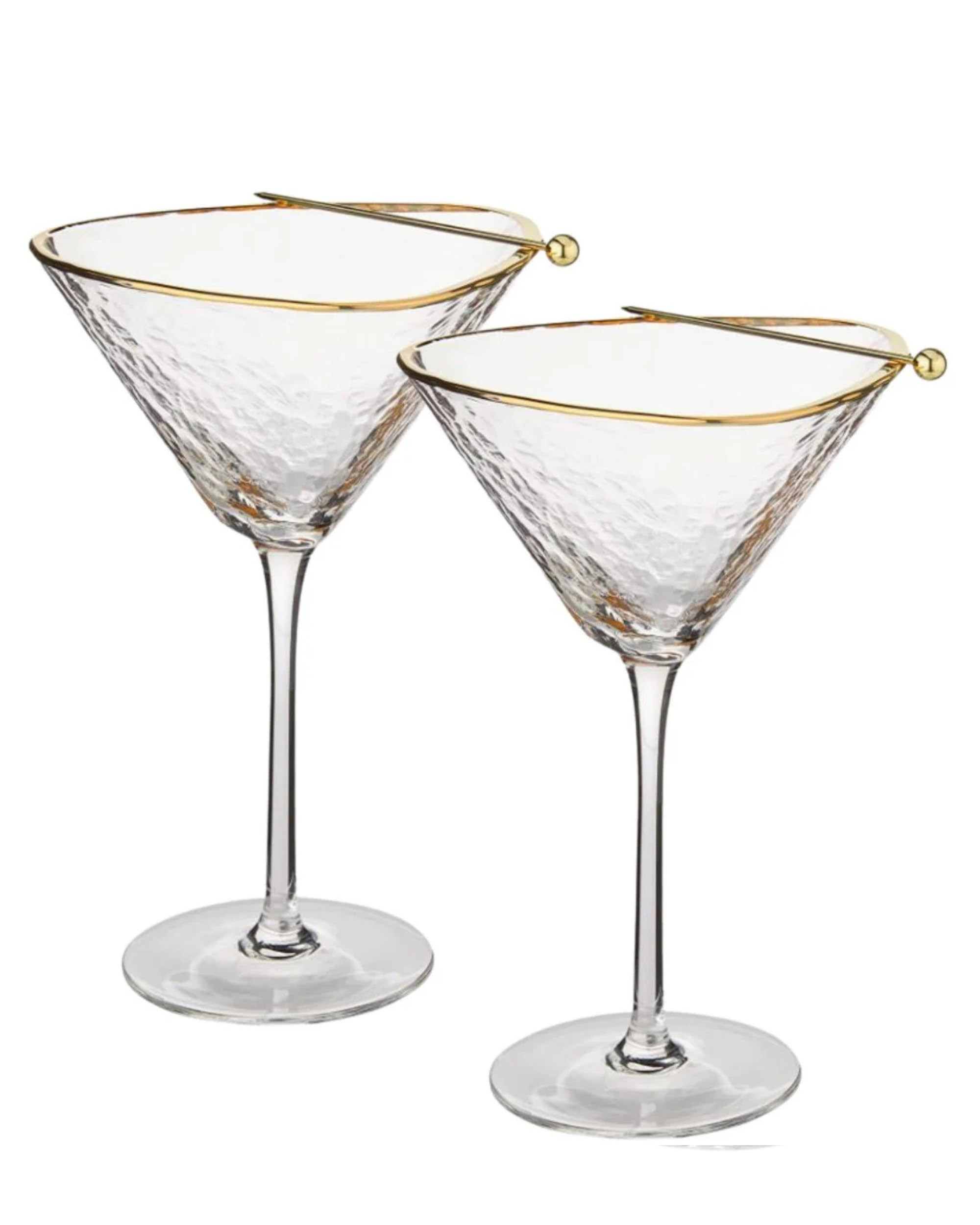 Sister.ly Drinkware Handmade Hammered Martini Glasses with Gold Rim - Gold Rimmed Martini Glasses... | Amazon (US)