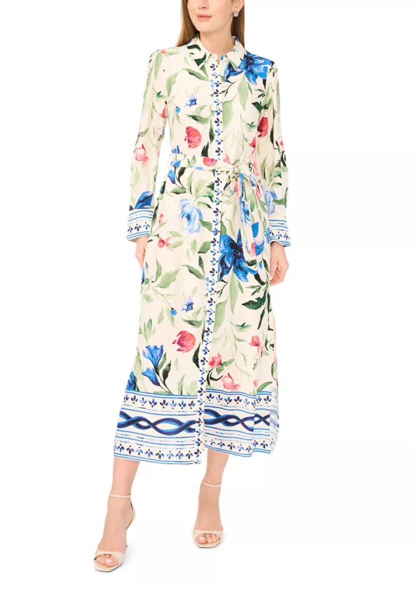 Women's Roll Sleeve Tie Waist Shirt Dress | Belk