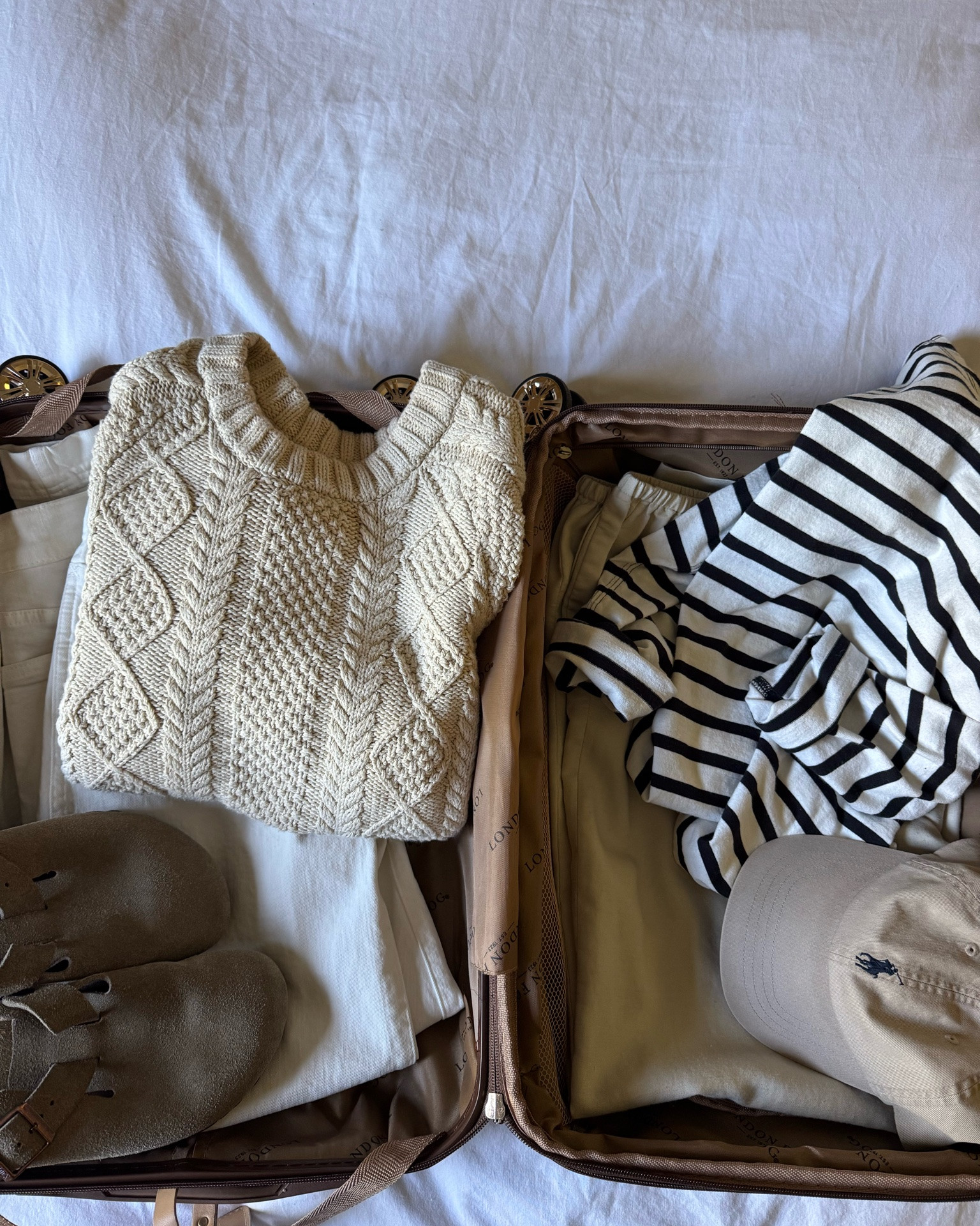 #suitcaseflatlay peek at my Martha’s Vineyard outfits! Stripes, boat tote, clogs, ballet flats, cable knit sweater, Ralph Lauren baseball cap

#LTKootd #LTKTravel #LTKSeasonal