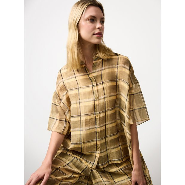Yellow Checked Short Sleeve Co-ord Shirt 20 | Tu Clothing