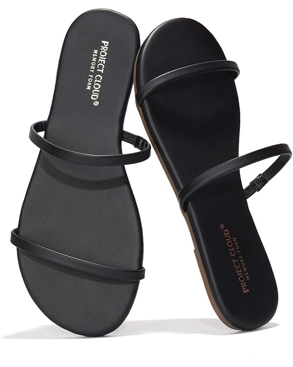Project Cloud Sandals Women - Memory Foam Flip Flops for Women - Vegan Leather Summer Sandals - L... | Amazon (US)