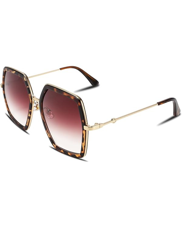 FEISEDY Women Large Hexagon Inspired Sunglasses Fashion Irregular Design Style Geometric B2503 | Amazon (US)