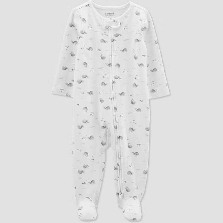 Carter's Just One You®️ Baby Whale Footed Pajama - Gray/White | Target