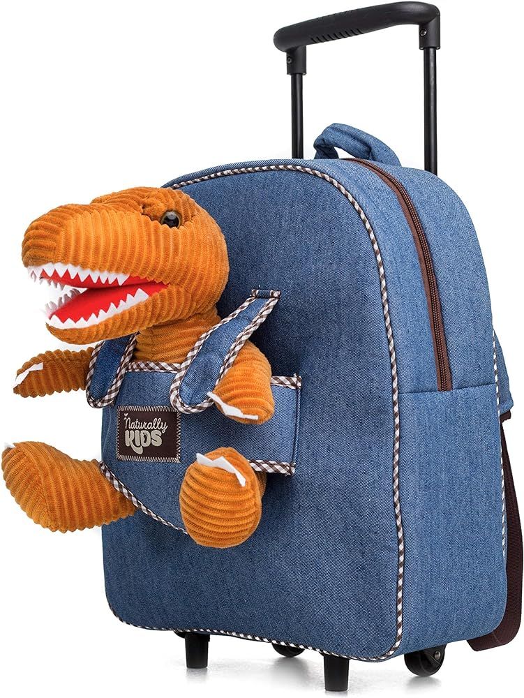 Naturally KIDS Dinosaur Backpack Dinosaur Toys for Kids 3-5 - Kids Suitcase w Wheels for Boys Girls  | Amazon (US)