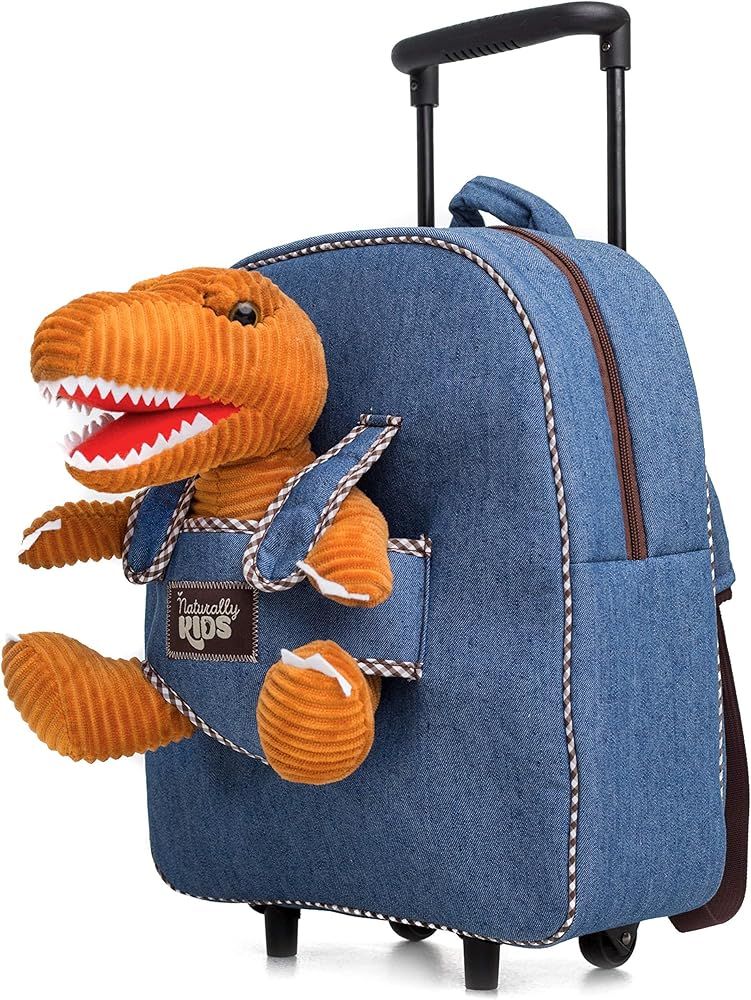 Naturally KIDS Dinosaur Backpack Dinosaur Toys for Kids 3-5 - Kids Suitcase w Wheels for Boys Girls  | Amazon (US)