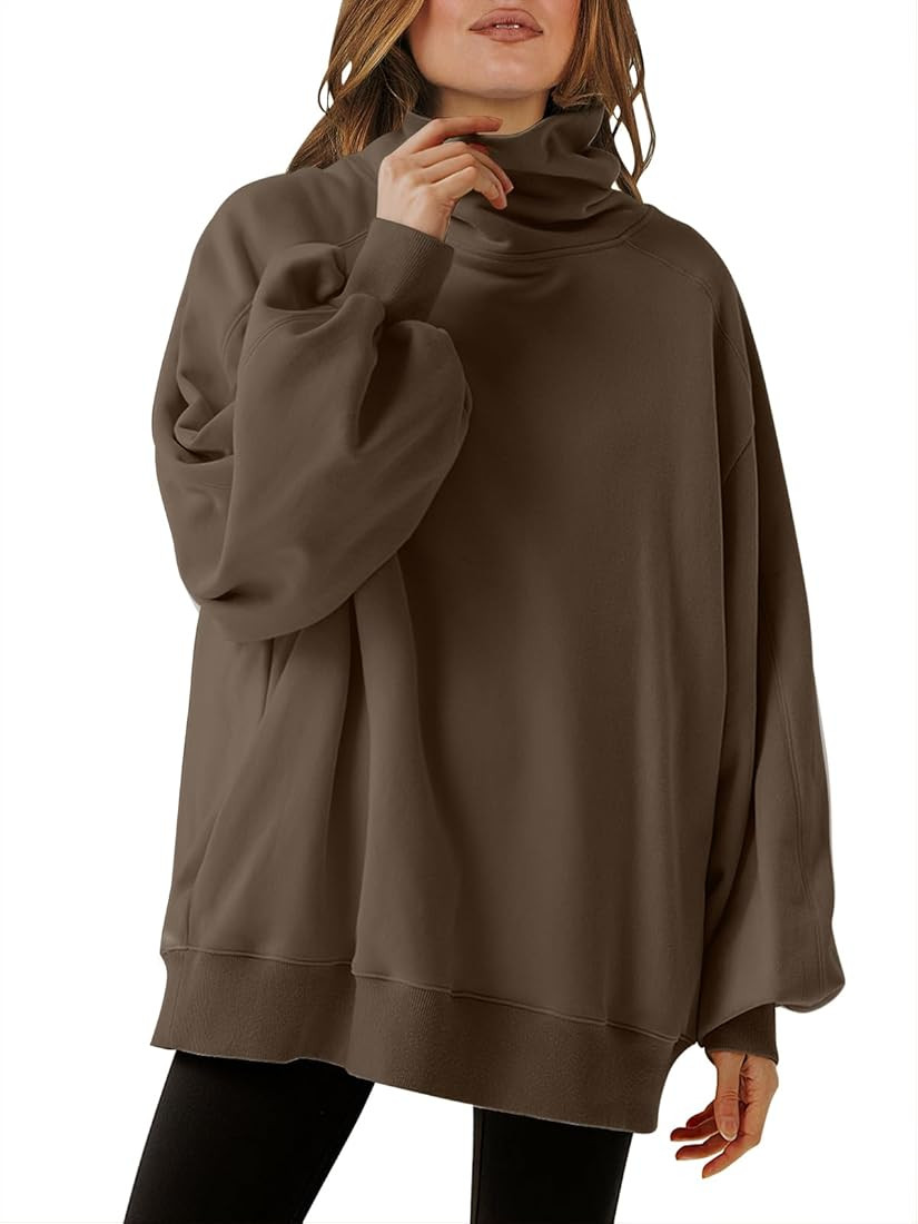 ANRABESS Women's Casual Oversized Cowl Neck Long Sleeve Loose Fit Pullover Tunic Sweatshirt Hoodi... | Amazon (US)