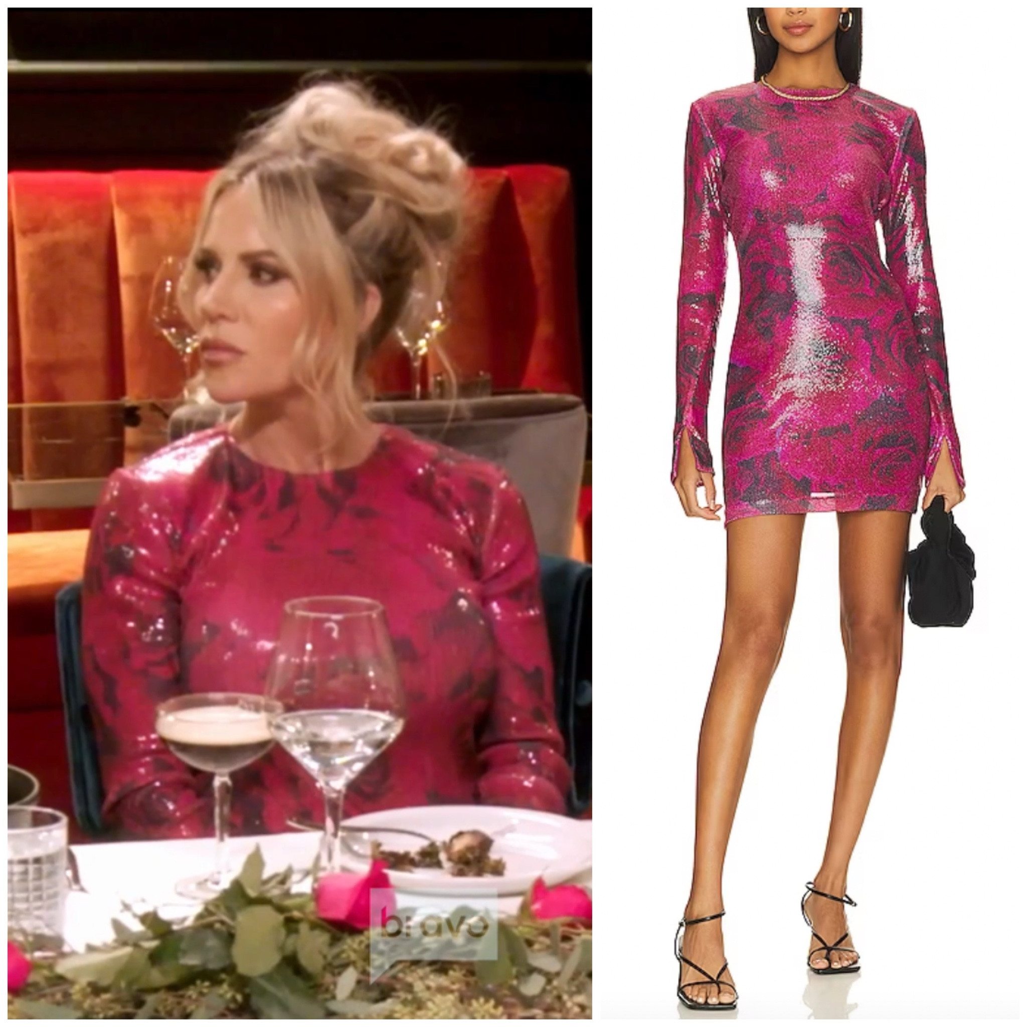Jennifer Pedranti’s Dark Pink Printed Sequin Mini Dress