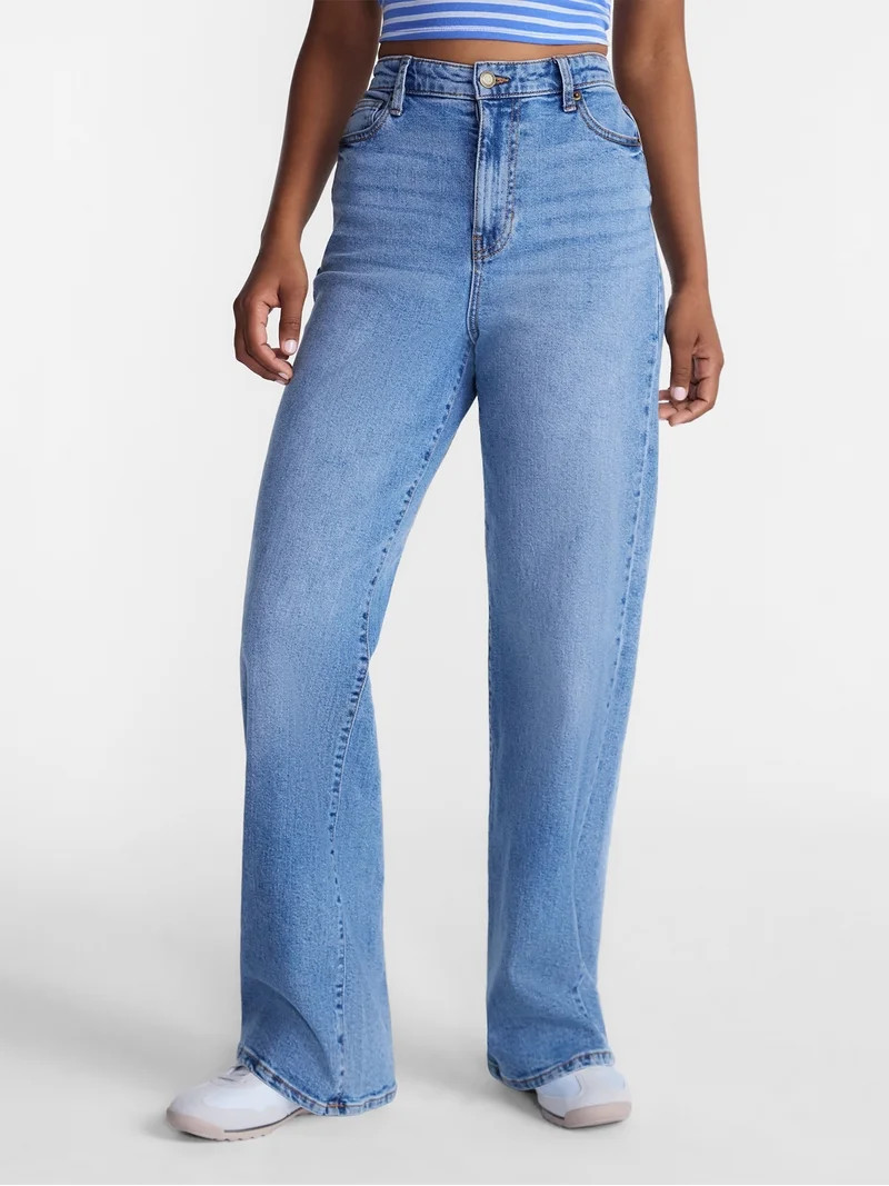 No Boundaries High Rise Baggy Wide Leg Jeans, 30'' Inseam, Women's and Women's Plus, Sizes XXS-4X | Walmart (US)