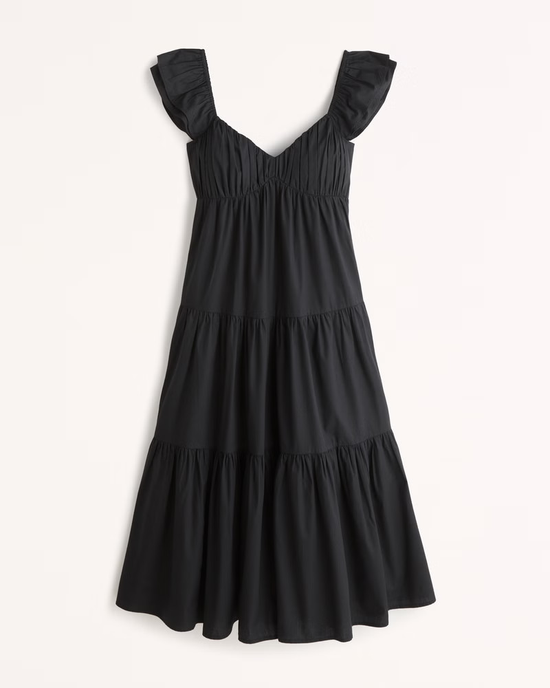 Women's Ruffle Sleeve Poplin Midaxi Dress | Women's Dresses & Jumpsuits | Abercrombie.com | Abercrombie & Fitch (US)