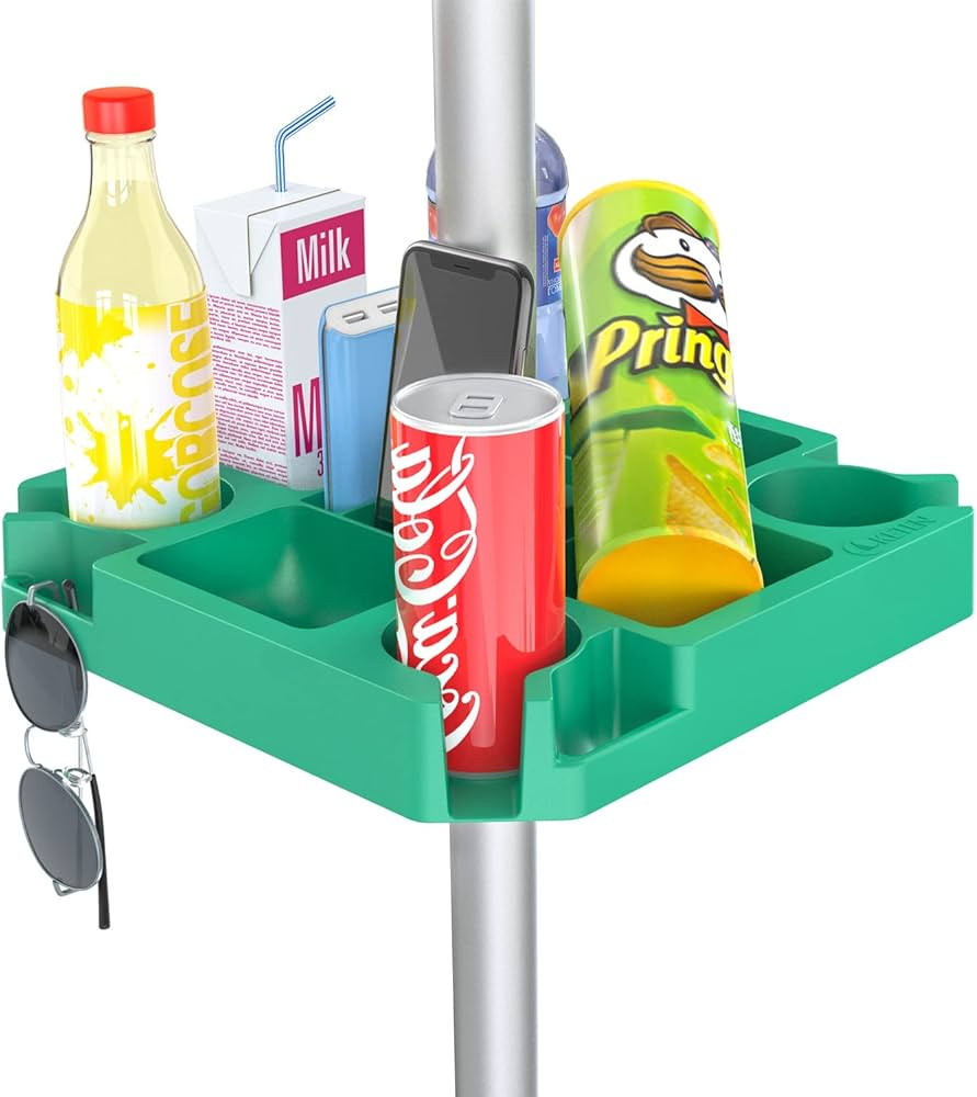 Keten 16" Beach Umbrella Table Tray with 4 Cup Holders, 4 Snack Compartments, 4 Sunglasses Holes,... | Amazon (US)