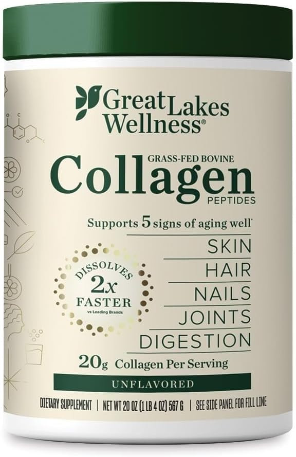 Great Lakes Wellness Collagen Peptides Powder, Unflavored, 20 oz | Amazon (US)