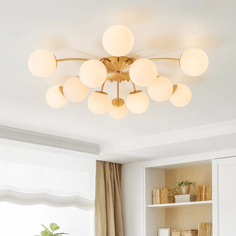 Carren 12 - Light Sputnik Glass Semi Flush Mount | Wayfair North America