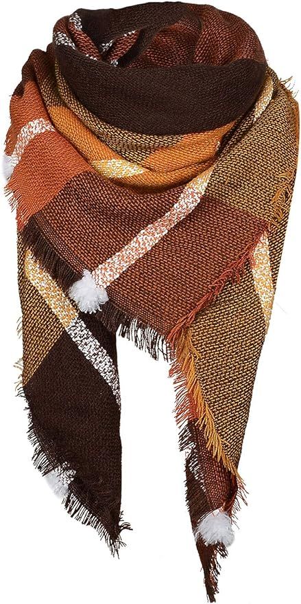 American Trends Womens Fall Winter Scarf Plaid Tassel Soft Warm Blanket Scarves Womens Shawl Wrap... | Amazon (US)