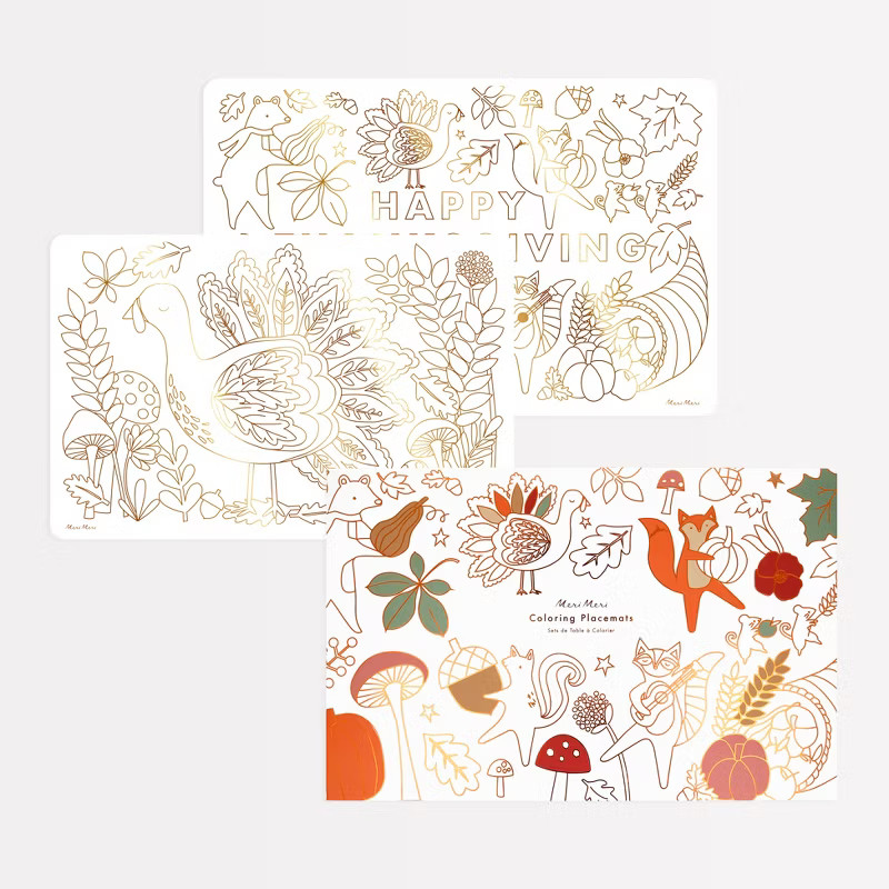 Meri Meri Thanksgiving Coloring Placemats (Pack of 8) | Target