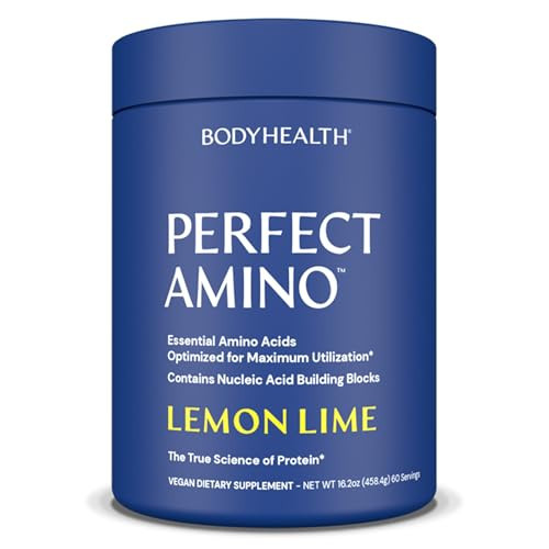 BodyHealth PerfectAmino Powder - BCAA and EAA Powder for Pre and Post Workout - Amino Acid Energy Drink for Men and Women to Support Lean Muscle and Recovery - Lemon Lime - 60 Servings | Amazon (US)