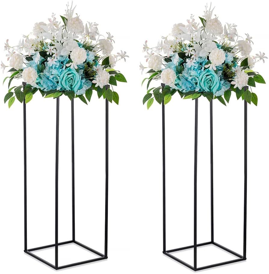 Black Plant Stand Pedestal Stand - 2 Pcs Metal Plant Stand, 31.5in Tall Flower Stand Vase Flower ... | Amazon (US)