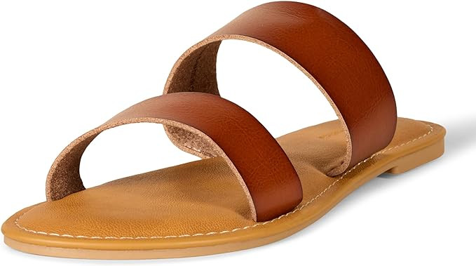 Amazon Essentials Women's Two Band Slip On Open Toe Fashion Slide Sandal | Amazon (US)