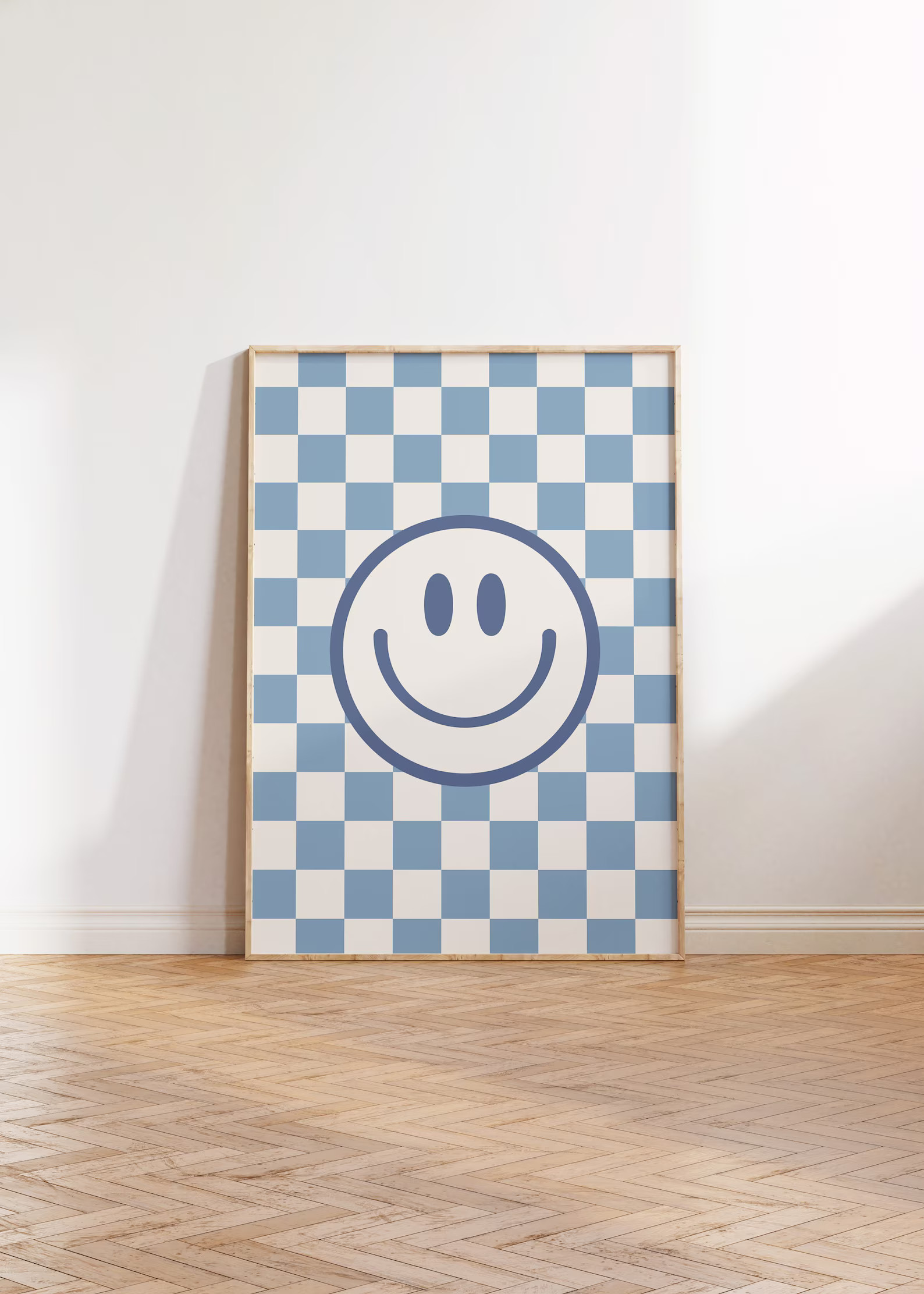 Blue Checkered Retro Smile Face, Boys Wall Art Printable, Smile Face Wall Art for Kids, Retro Smi... | Etsy (US)